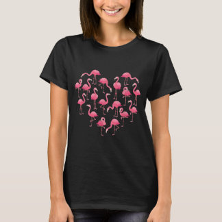 Camiseta Flamingo Rosa Amor Cardíaco Por Las Mujeres Chicas