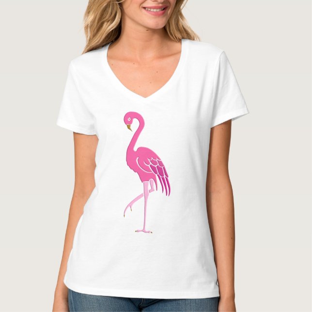 Camiseta Flamingo rosa bonito en Fuchsia (Anverso)