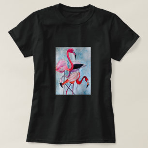 Camiseta Flamingo rosa colorido arte acuático