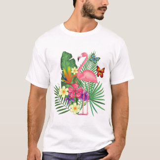 Camiseta Flamingo rosa con mariposa para los amantes del fl