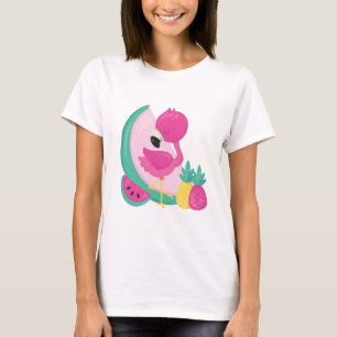 Camiseta Flamingo rosa con sandía y piña
