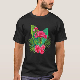 Camiseta Flamingo Rosa Cute Con Flores En Cerdos De Cisne A