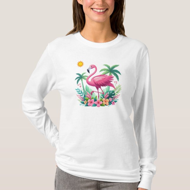 Camiseta Flamingo rosa de Florida/Tropical (Anverso)
