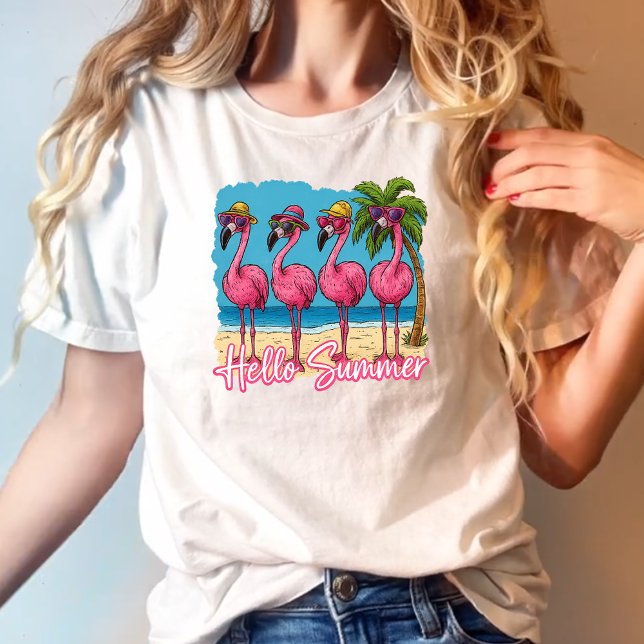Camiseta Flamingo rosa divertido Hola verano (Subido por el creador)
