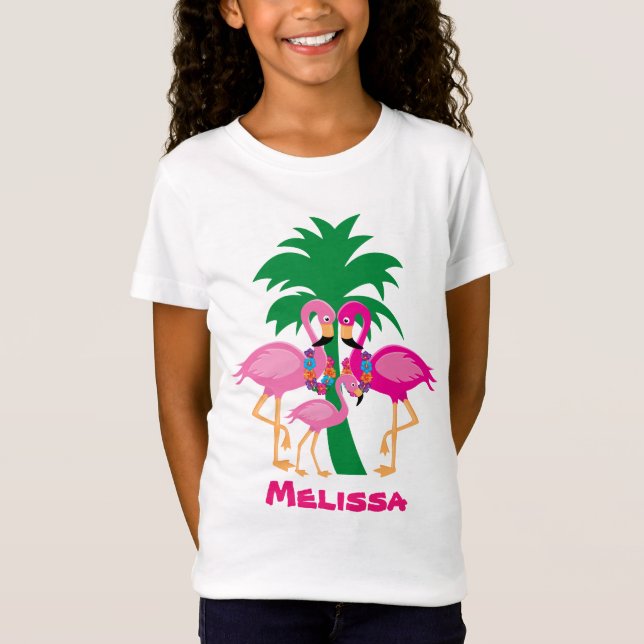 Camiseta Flamingo rosa dulce Playa familiar (Anverso)