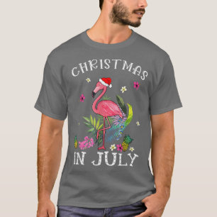 Camiseta Flamingo rosa en Navidades de Santa Hat en julio C