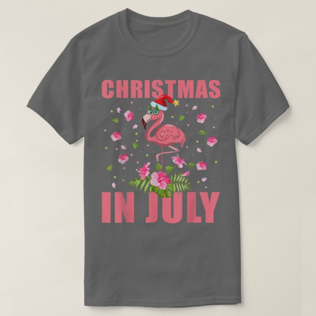 Camiseta Flamingo rosa en Navidades de Santa Hat en regalo  (Diseño del anverso)
