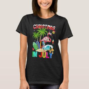 Camiseta Flamingo Rosa En Santa Hat Navidades De Lentes De 