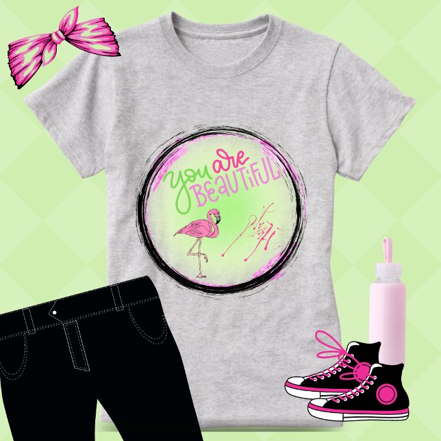 Camiseta Flamingo Rosa Eres Hermoso Inspirador (Subido por el creador)
