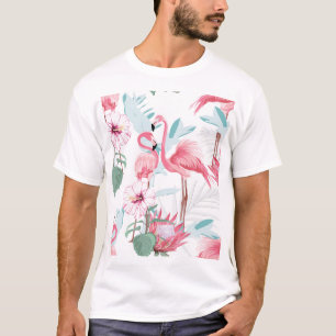 Camiseta Flamingo Rosa: Flores Exóticas Sin Marea.