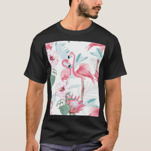 Camiseta Flamingo Rosa: Flores Exóticas Sin Marea.