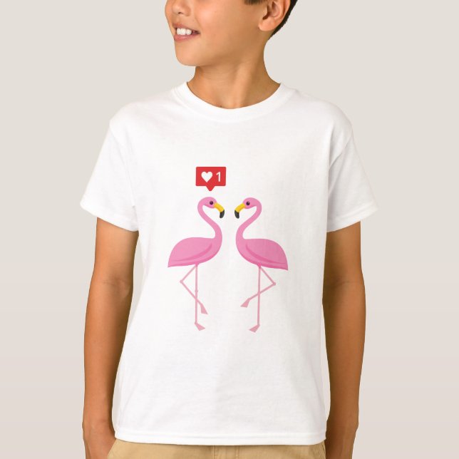 Camiseta Flamingo Rosa lindo como Pastel de Corazón (Anverso)