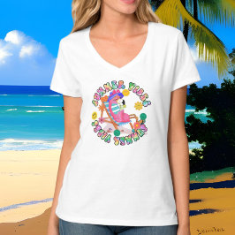 Camiseta flamingo rosa lindo Vibes de verano