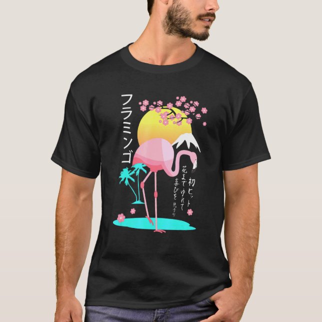 Camiseta Flamingo rosa masculino disfraz Fuji Yama Japón as (Anverso)