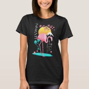 Camiseta Flamingo rosa masculino disfraz Fuji Yama Japón as