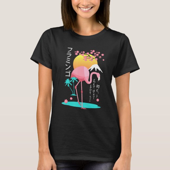 Camiseta Flamingo rosa masculino disfraz Fuji Yama Japón as (Anverso)
