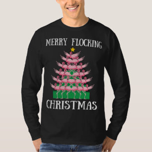 Camiseta Flamingo rosa Merry Flocking Christmas Tree Lights
