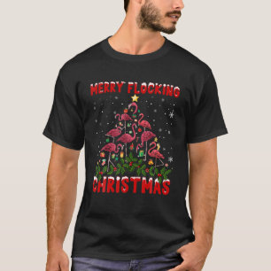 Camiseta Flamingo rosa Merry Flocking Christmas Tree Lights