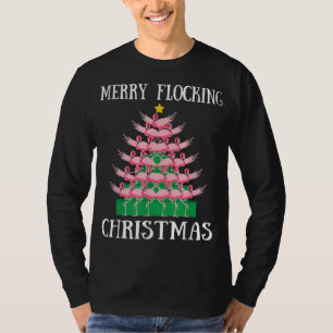 Camiseta Flamingo rosa Merry Flocking Christmas Tree Lights