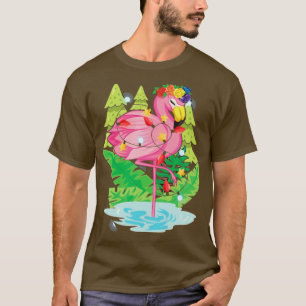 Camiseta Flamingo rosa Noches de Navidad Luces Tropicales d