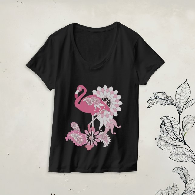 Camiseta Flamingo rosa paisley moderno (Subido por el creador)