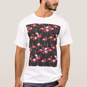 Camiseta Flamingo Rosa: Patrón acuarela tropical.