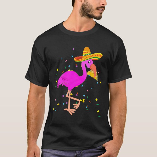 Camiseta Flamingo Rosa Taco Funny México Cinco De Mayo (Anverso)