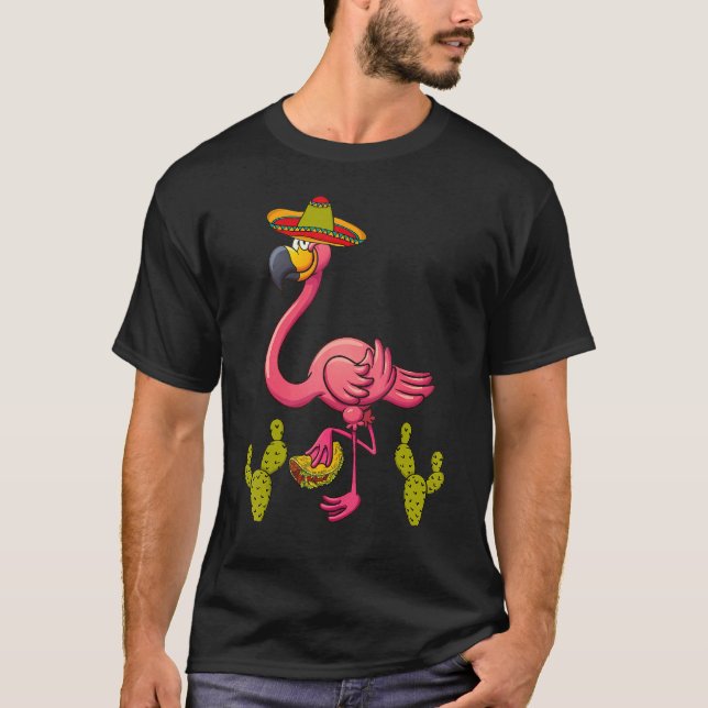 Camiseta Flamingo Rosa Taco Mexicano Cinco De Mayo (Anverso)