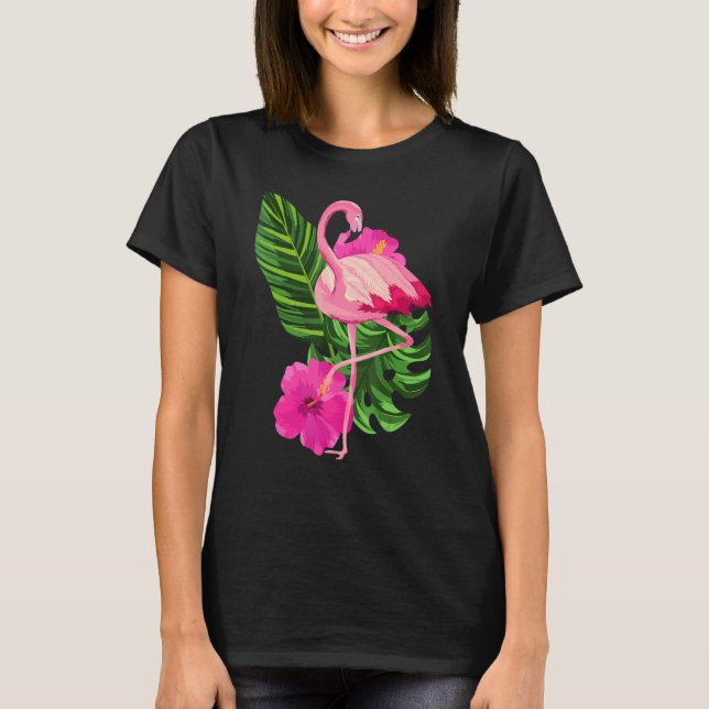 Camiseta Flamingo rosa tropical Flamingos Pink Bird (Anverso)