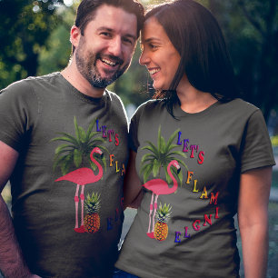 Camiseta Flamingo rosa unisexo amistoso con el follón