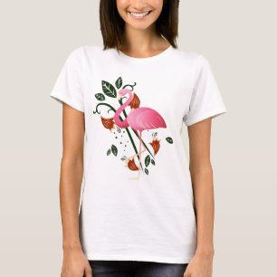 Camiseta Flamingo rosado femenino de primavera de verano
