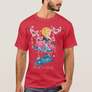 Camiseta flamingo sakura japonés para hombres, mujeres, fam