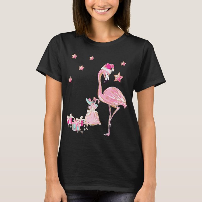 Camiseta Flamingo Santa Clause Navidades Hawai (Anverso)