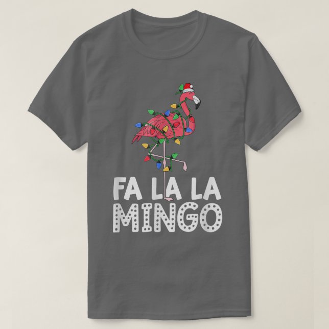 Camiseta Flamingo Santa Hat Árbol de Navidad iluminado trop (Diseño del anverso)