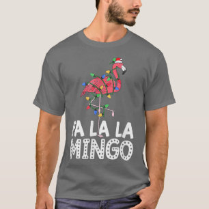 Camiseta Flamingo Santa Hat Árbol de Navidad iluminado trop