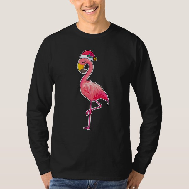 Camiseta Flamingo Santa Hat Christmas Flamingo Chrismas (Anverso)