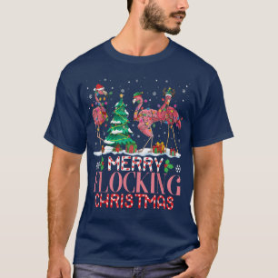 Camiseta Flamingo Santa Hat Reindeer Xmas Merry Flocking Ch