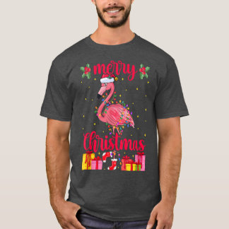 Camiseta Flamingo Santa Hat Xmas Luces Flamingo Lover Chr
