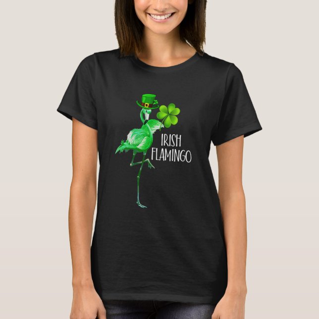 Camiseta Flamingo Shamrock St Patricks Day Flamingo Irish (Anverso)