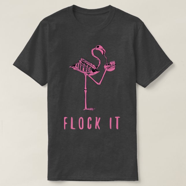 Camiseta Flamingo Skeleton Design Funny Flamazing Flockers  (Diseño del anverso)