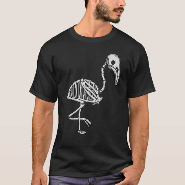 Camiseta Flamingo Skeleton Spooky Creepe disfraz de Hallowe (Anverso)