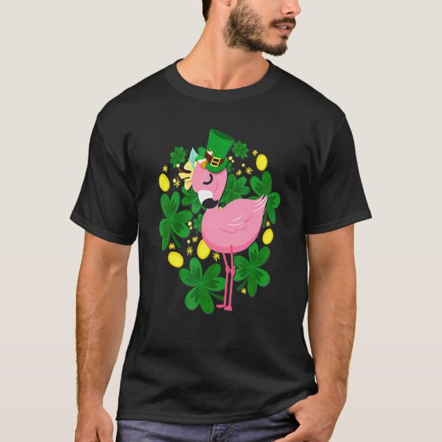 Camiseta Flamingo St Patrick Day Pink Bird (Anverso)