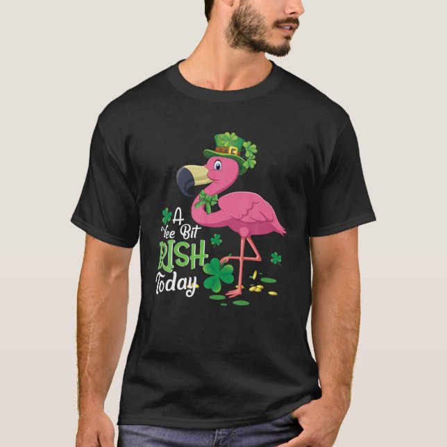 Camiseta Flamingo St Patricks Day Niños Chicas Shamrock (Anverso)