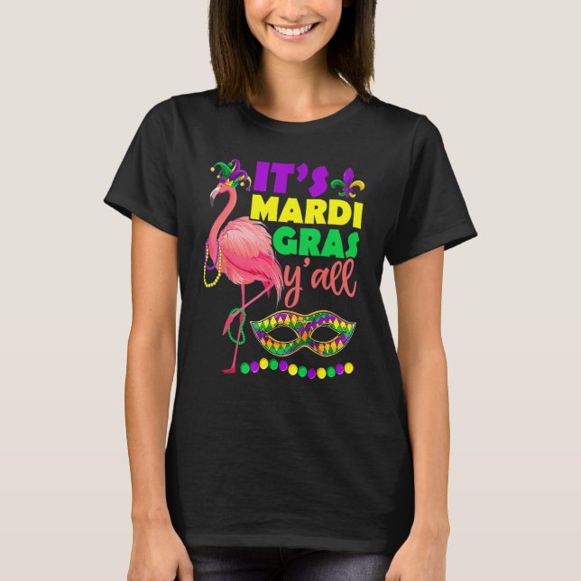 Camiseta Flamingo Su Mardi Gras Carnaval De Yall Gorra W (Anverso)