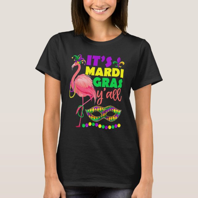 Camiseta Flamingo Su Mardi Gras Carnaval De Yall Gorra W (Anverso)
