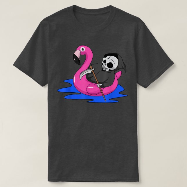 Camiseta Flamingo Summer Funny Grim Reaper Angel Of Death H (Diseño del anverso)