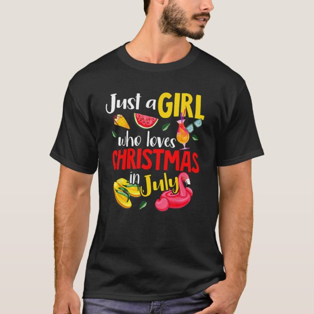 Camiseta Flamingo Summer Just A Girl Who Loves Christmas In (Anverso)