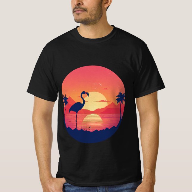 Camiseta Flamingo Sunset Serenity (Anverso)