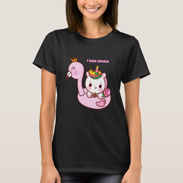 Camiseta flamingo swim cute horse (Anverso)