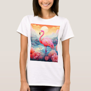 Camiseta Flamingo tropical con flores